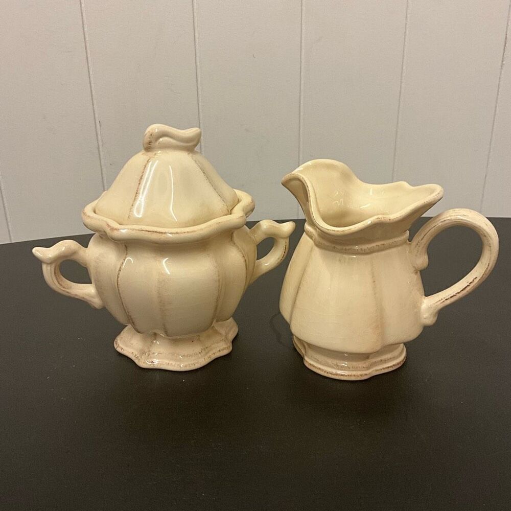 Vintage 2002 Charter Club Home Pink Rose smaller Victorian Sugar & Creamer Bowl